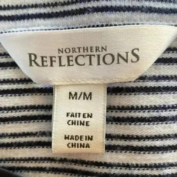 Northern Reflections Top  V-Neck Nautical Tie Front Blue White Stripes Medium - Picture 13 of 15